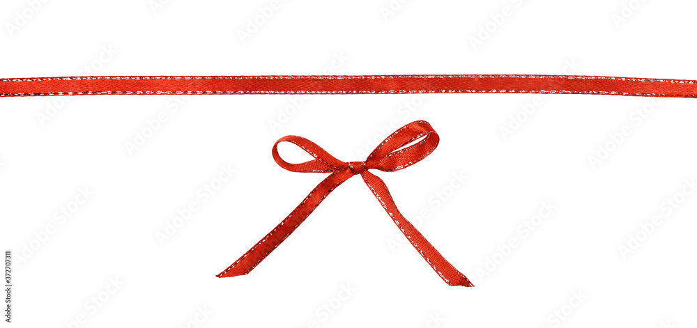 Red satin bow and ribbon with silver borders Red satin bow and ribbon with silver borders
