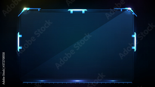 abstract futuristic background of blue glowing technology sci fi frame hud ui