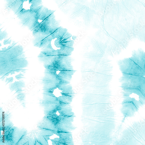 Breeze Color Abstract Watercolor. Batik Brush Banner. Turquoise Aquarelle Background. Watercolor Painting. Minty Green Tie Dye Grunge Design. Ocean Blue Bleach Dyeing. On White Background © Kate Si