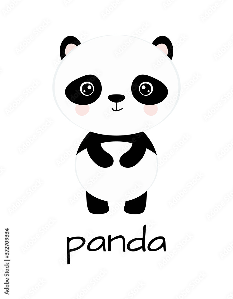 Naklejka premium cute cartoon panda isolated on white background