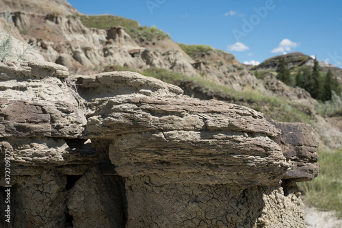 Eroded rock formations showcasing the geological past on the Alberta badlands. © Ramon Cliff