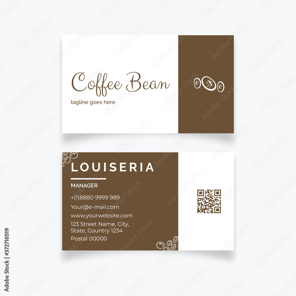 Beauty brown Coffee bean minimalist business card template eps10