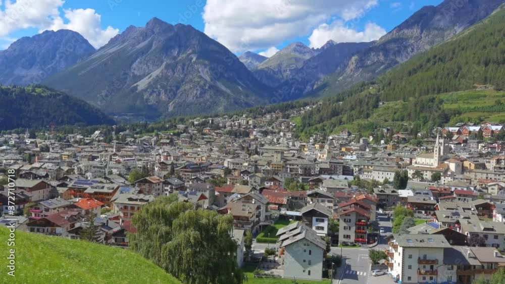 Bormio in Valtellina in Italia, Bormio village in Vaaltellina valley in Italy Bormio in Valtellina in Italia, Bormio village in Vaaltellina valley in Italy