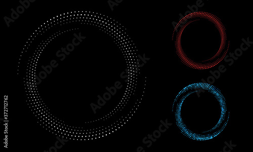 Circle dots backdrop. Halftone shapes, abstract logo emblem or design element for any project. Vector EPS10 illustration.