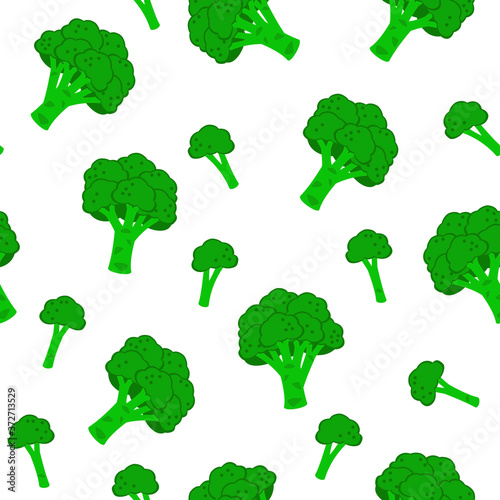 Seamless pattern with broccoli isolated on white - vector background with green cabbage