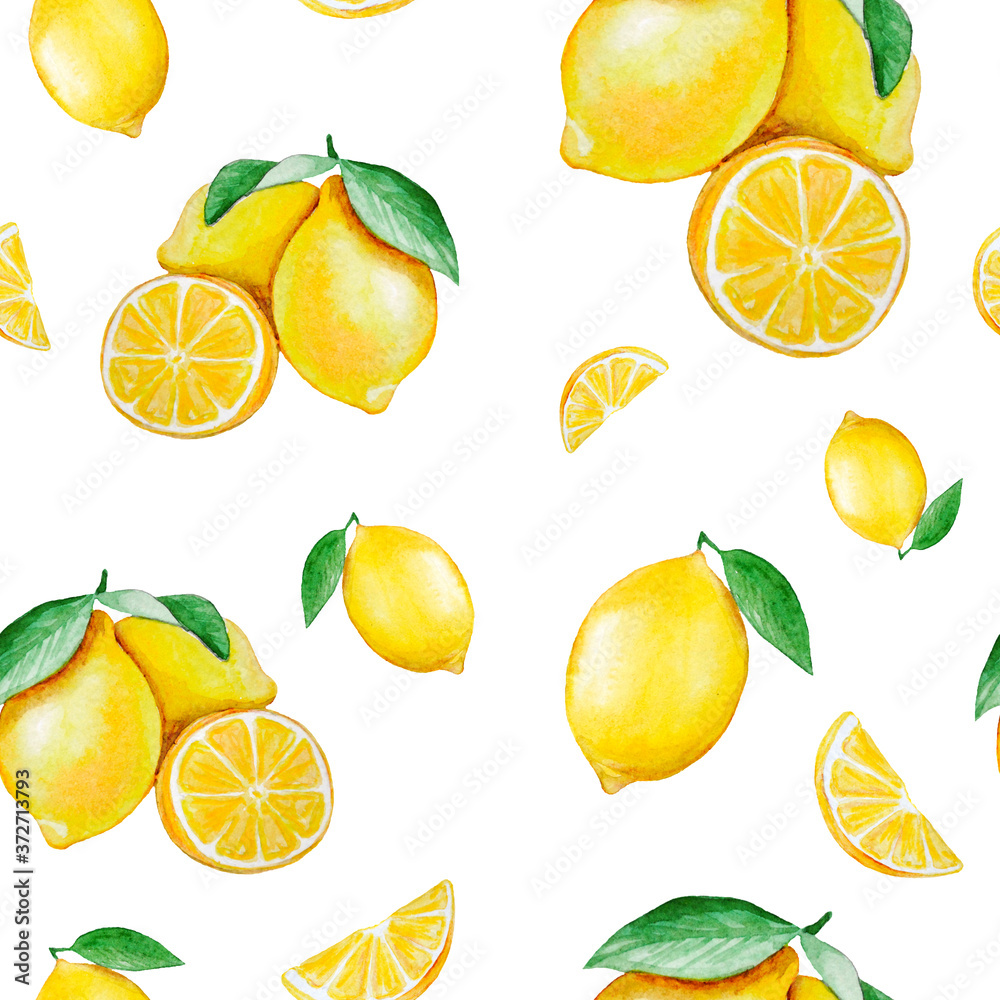 lemons watercolor hand-drawn pattern lemons watercolor hand-drawn pattern