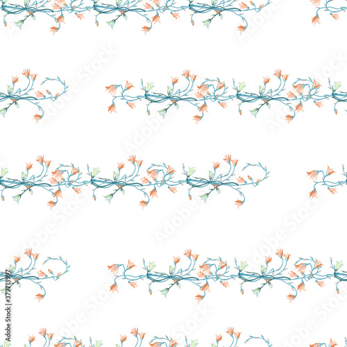 Wallpaper Mural Seamless light floral pattern. Delicate wildflowers on a white background for fabric, bedding, home textiles. Torontodigital.ca