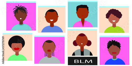 Black lives Matter black people Horizontal banner  with flat vector illustration full color 