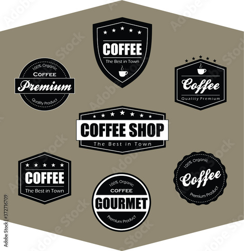 Illustration Labels Coffee, coleção, conjunto, cappuccino, best quality, organic, coffee shop, premium, etiqueta cafe, cafe, cafeteria, the best in town, loja, lanchonete, placa, grao, xicara, estrela