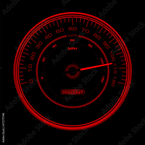 Red Speedometer on black background