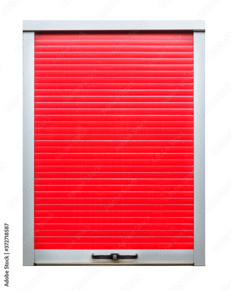 A Red cabinet shutter door isolated on white background. A Red cabinet shutter door isolated on white background.