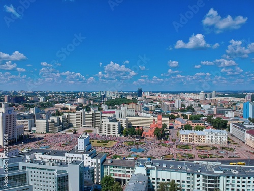 Aerial view of Minsk, Belarus in summer 2020