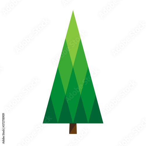 Christmas tree on white background. Simple flat Christmas tree vector icon. Xmas symbol. Polygonal fir. Low poly illustration