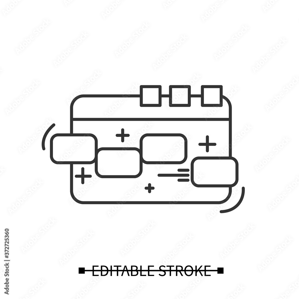 Link building icon. Web page pictogram with multiple web links, concept of seo, smm and digital marketing. Linear editable stroke vector illustration for search optimization and community management 