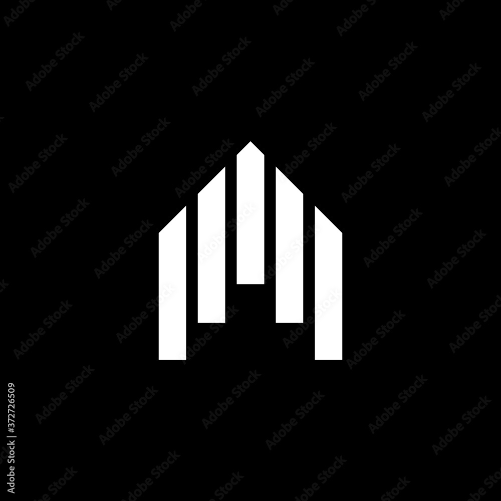 Arrow up icon. A Logo Design. House icon isolated on dark background