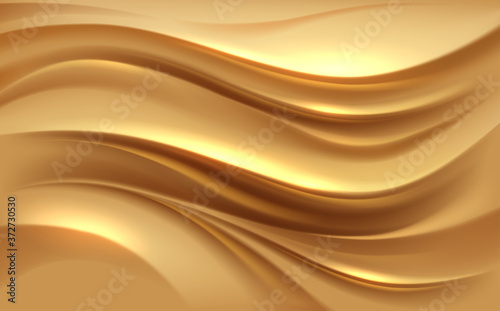 Abstract golden silk waves background