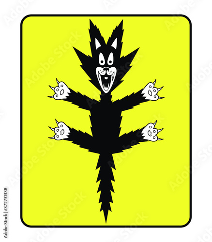 Vector illustration of a crazy cat scared, freaked out.