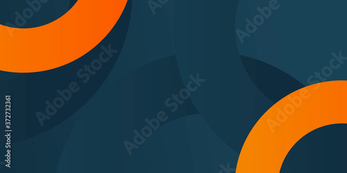 High contrast blue and orange glossy stripes. Abstract tech graphic banner design. Vector corporate background 