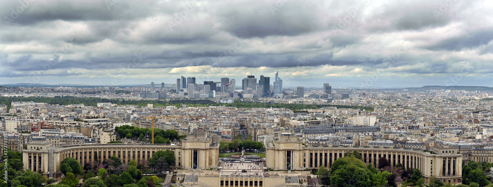 panorama of paris city, France. picture taken from the top of the effel tower.