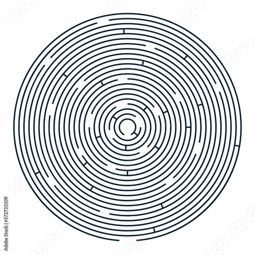 Radial labyrinth maze vector design, children game to play, find way out.