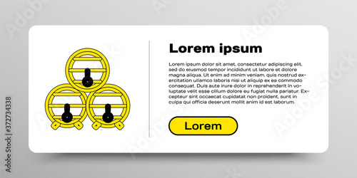 Line Wooden barrel on rack with stopcock icon isolated on white background. Colorful outline concept. Vector.