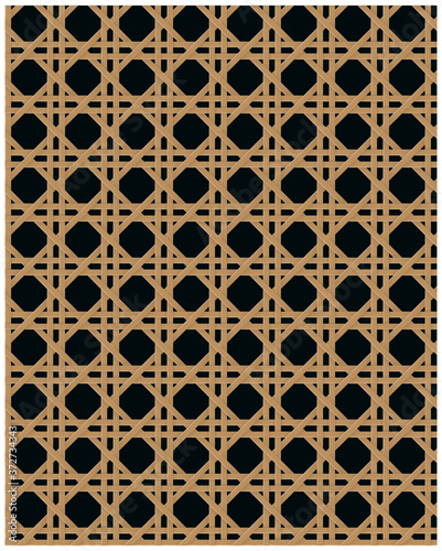 Natural cane webbing effect seamless pattern dark teal background