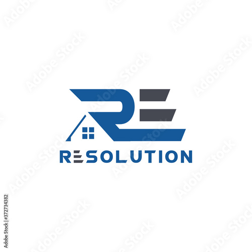initials R and E logo for the real estate industry agency design simple modern