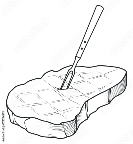 vector roast meat with fork online