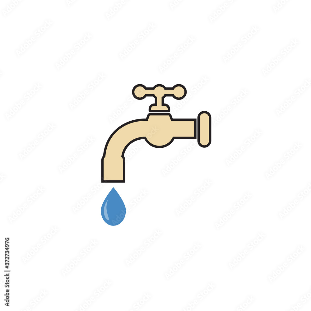 Faucet drips icon, linear style. Vector illustration design. Faucet drips icon, linear style. Vector illustration design.