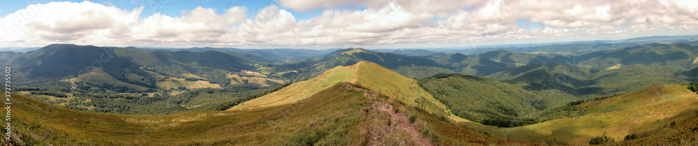 Landscape of mountain peaks, Bieszczady Mountains