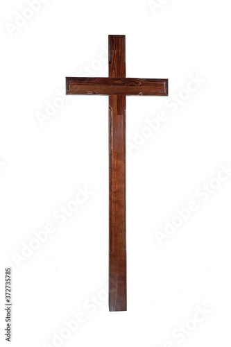 Traditional wooden cross for the grave. Isolated