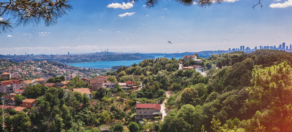 Panoramic view of Istanbul and Bosphorus from Beykoz district