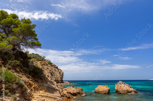 View of the bay Cala Xarraca. Ibiza, Balearic Islands, Spain photo