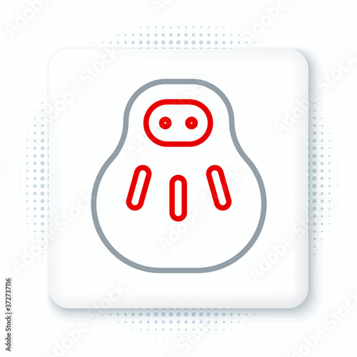 Line Maneki neko cat icon isolated on white background. Japan lucky charm. Colorful outline concept. Vector.