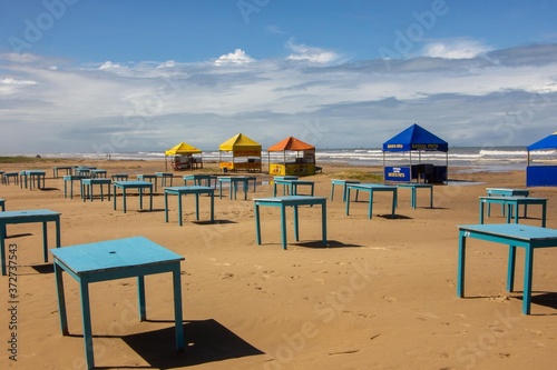 beach chairs and umbrellas in Aruana  Aracaju