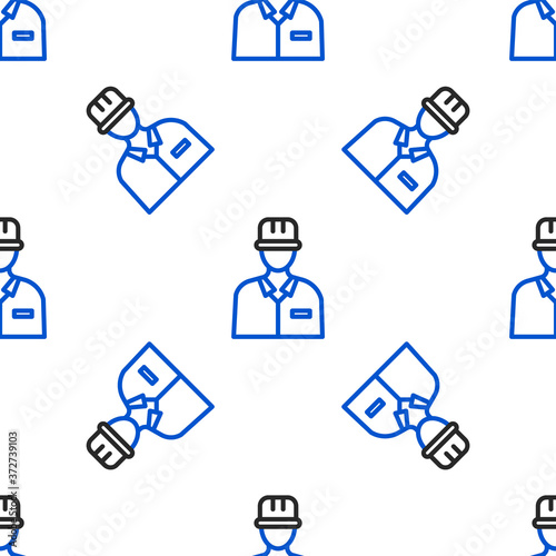 Line Oilman icon isolated seamless pattern on white background. Colorful outline concept. Vector.