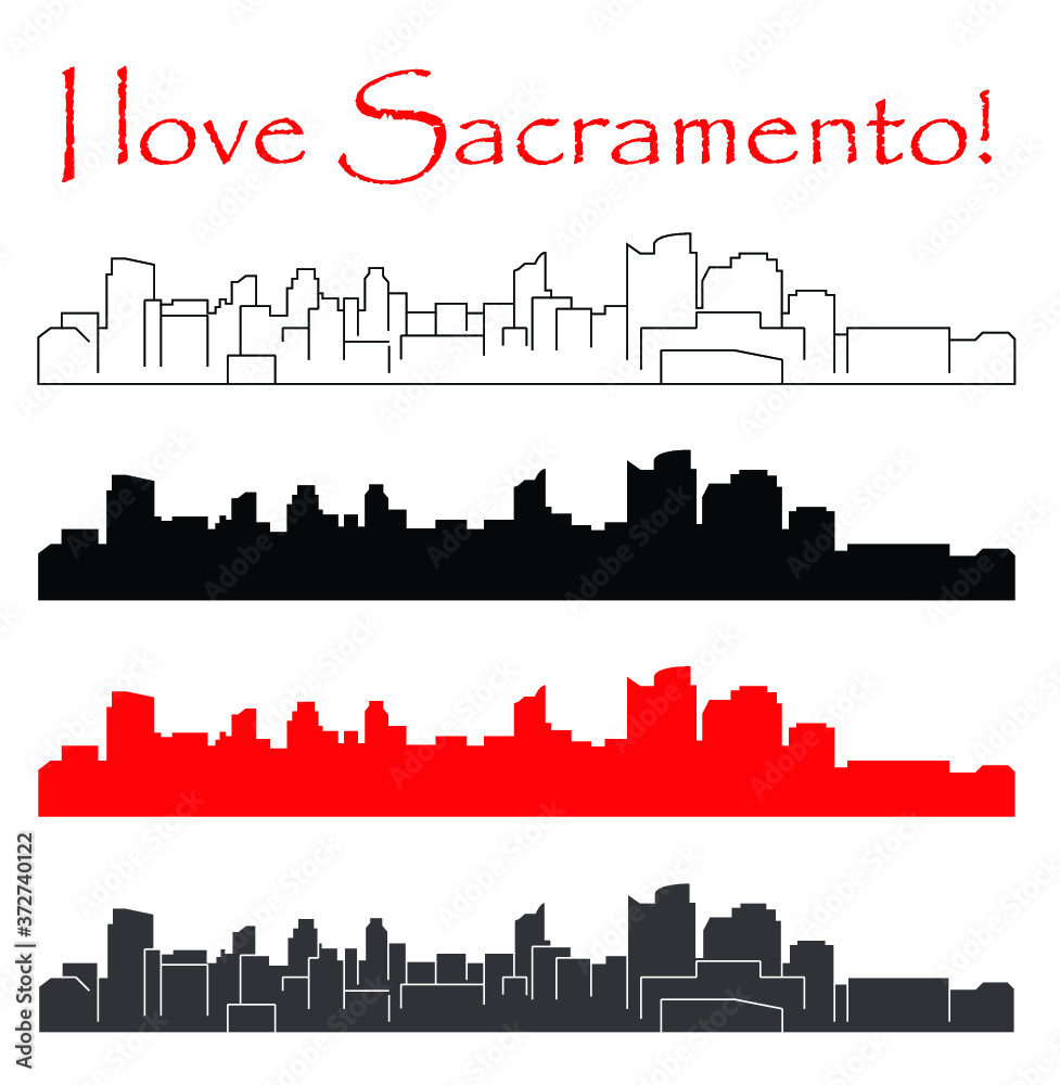 Sacramento, California city silhouette Sacramento, California city silhouette
