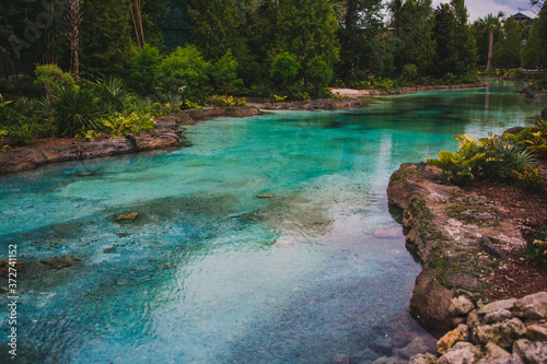 beautiful stream of blue water from a natural spring in Orlando Florida 