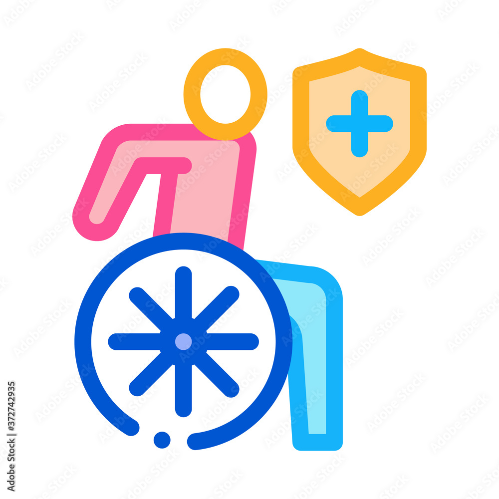 ilness human on wheelchair icon vector. ilness human on wheelchair sign. color symbol illustration