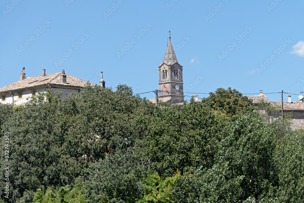 Clocher de l'église de la commune de Collias - Gard - France Clocher de l'église de la commune de Collias - Gard - France