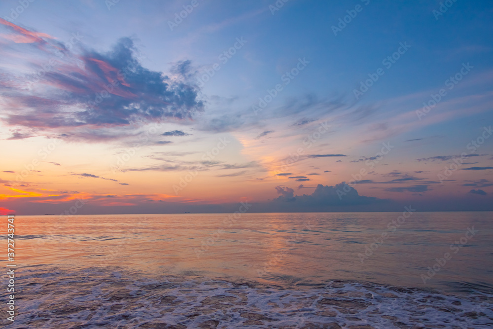 Colorful sunset on the andaman sea, Phuket, Kamala beach, Thailand