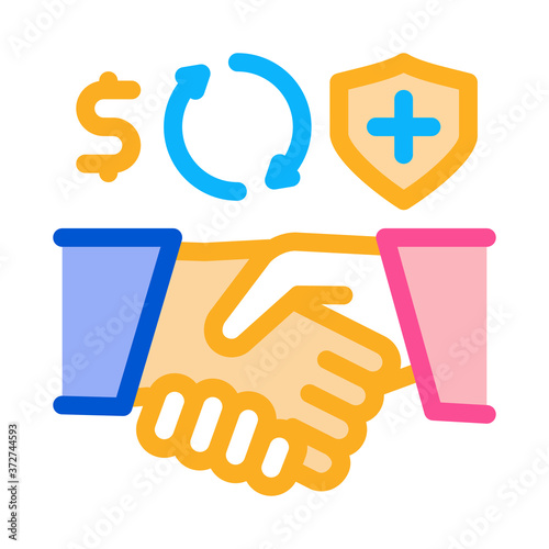 health insurance buy handshake icon vector. health insurance buy handshake sign. color symbol illustration