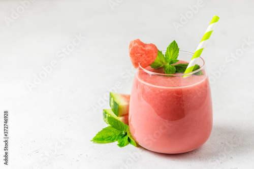 Strawberry  watermelon collagen smoothie. Space for text.