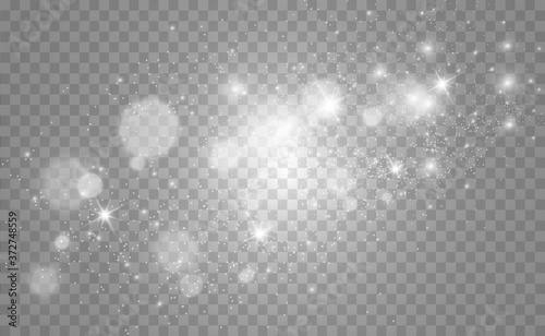 Beautiful sparks shine with special light. Vector sparkles on a transparent background. Christmas abstract pattern. A beautiful illustration for the postcard. The background for the image. Luminaries.