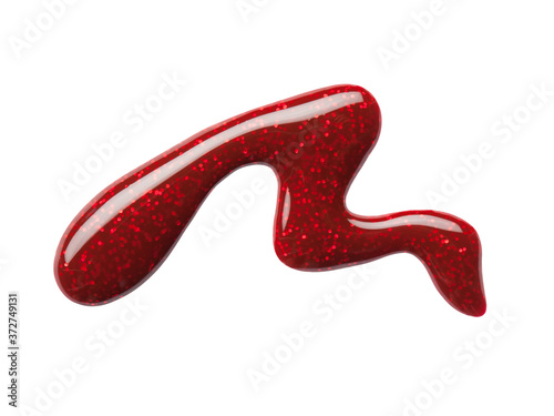 Blot of red nail polish isolated on white