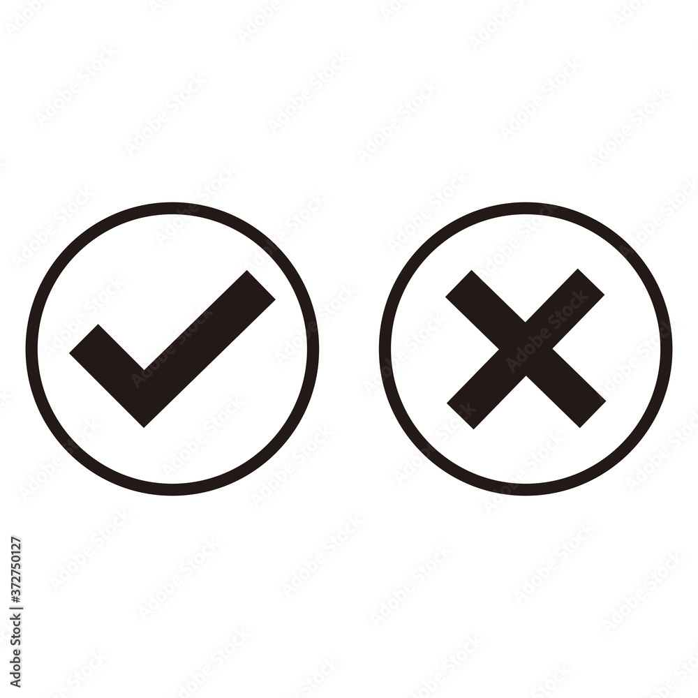 check mark icon and cross inside a circle check mark icon and cross inside a circle