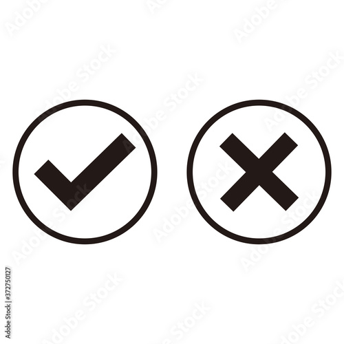 check mark icon and cross inside a circle