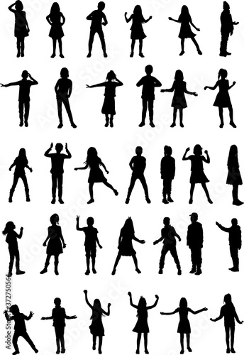 Dancing children silhouettes, conceptual illustration.