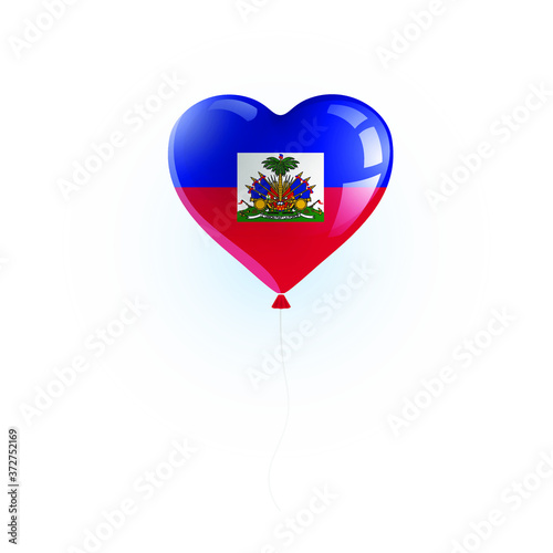 Heart shaped balloon with colors and flag of HAITI vector illustration design. Isolated object.