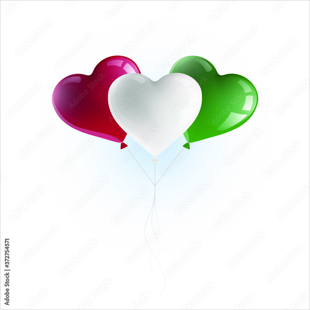 Heart shaped balloons with colors and flag of HUNGARY vector illustration design. Isolated object.